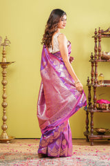 Purple semi soft silk festive saree