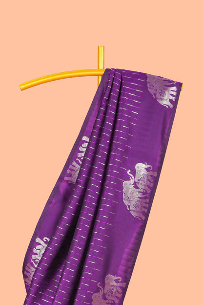 Purple semi soft silk floral pallu saree