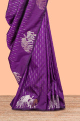 Purple semi soft silk woven drape saree
