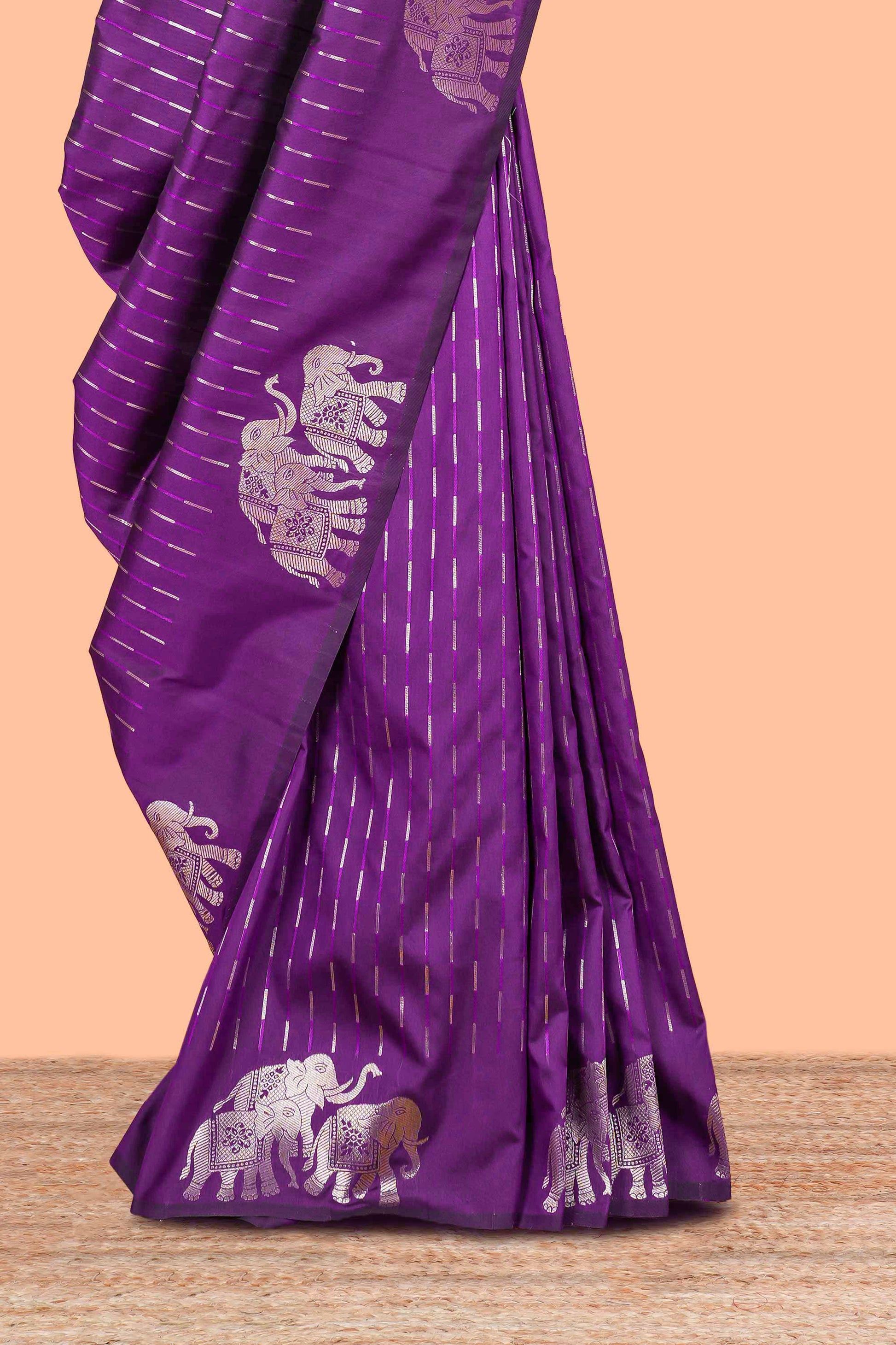 Purple semi soft silk woven drape saree