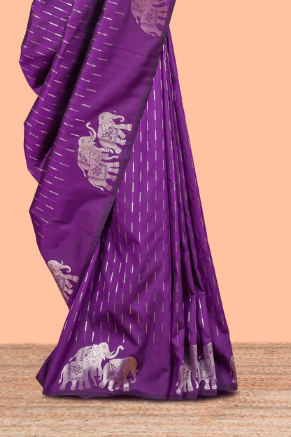 Purple semi soft silk woven drape saree