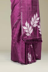 Purple semi tussar with Matching blouse set