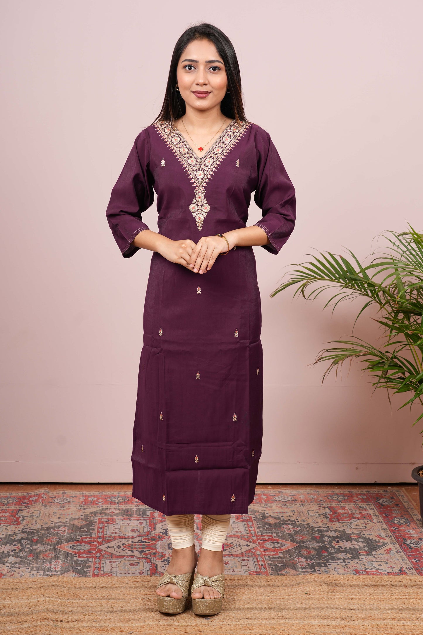 Purple zari butta salwar suit set