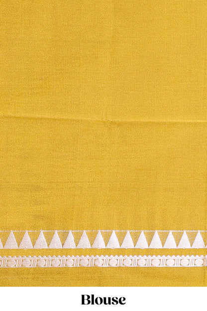 Rama green saree with yellow blouse