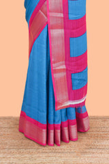 Ramar blue crepe chiffon elegant saree