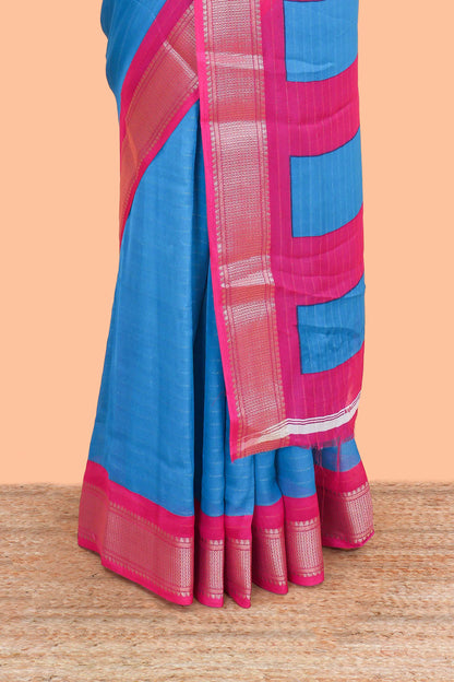 Ramar blue crepe chiffon elegant saree