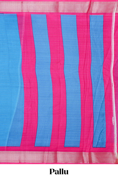 Ramar blue crepe chiffon festive saree