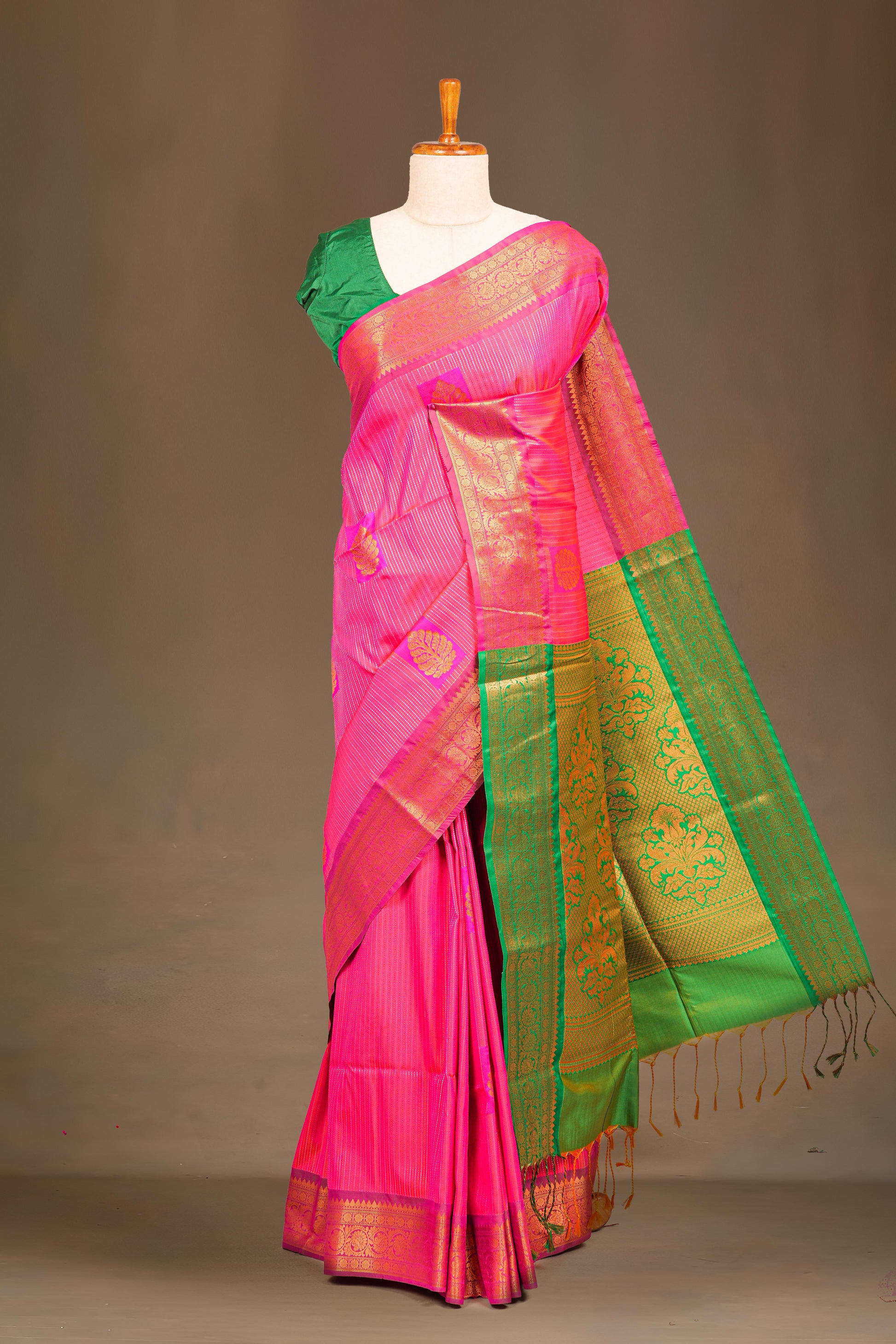 Rani pink art soft silk festive saree