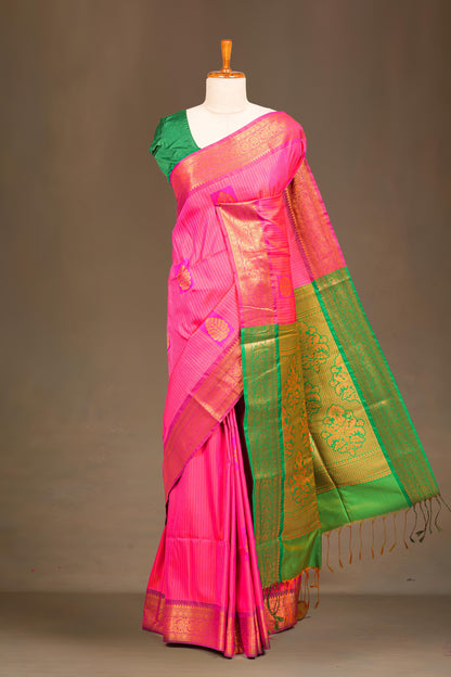 Rani pink art soft silk festive saree
