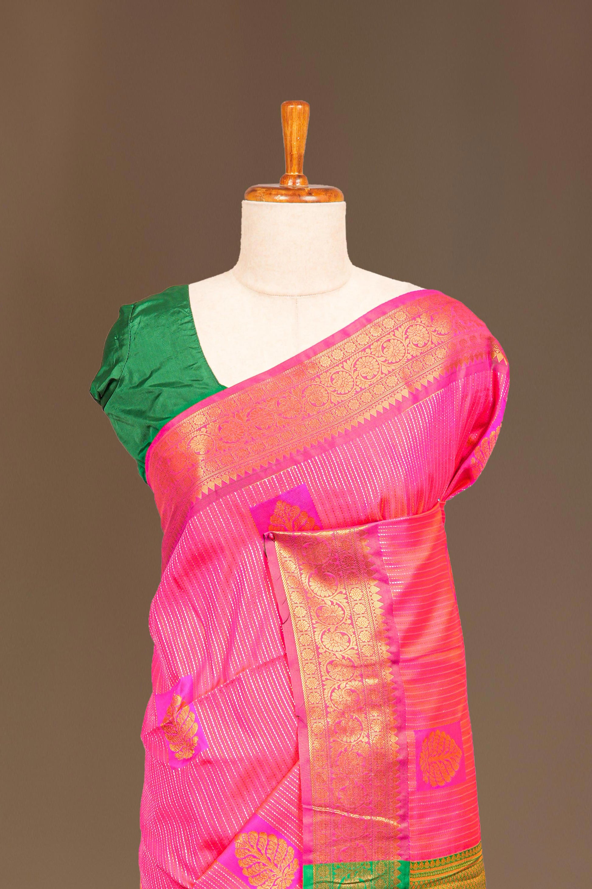 Rani pink art soft silk flowing drape saree