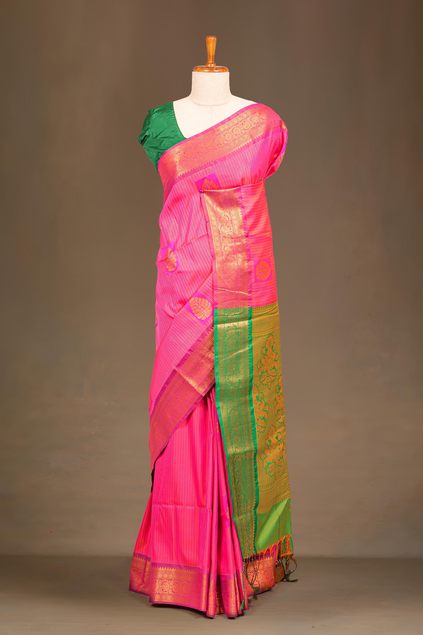 Rani pink art soft silk smooth saree