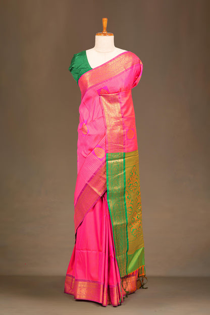 Rani pink art soft silk smooth saree