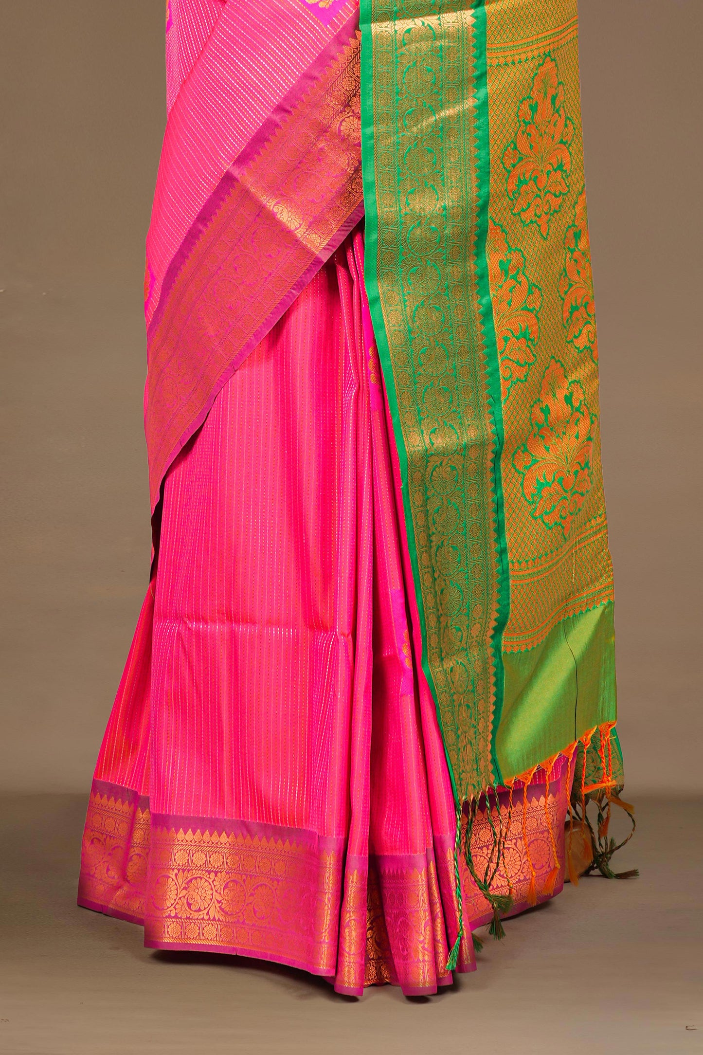 Rani pink art soft silk statement saree