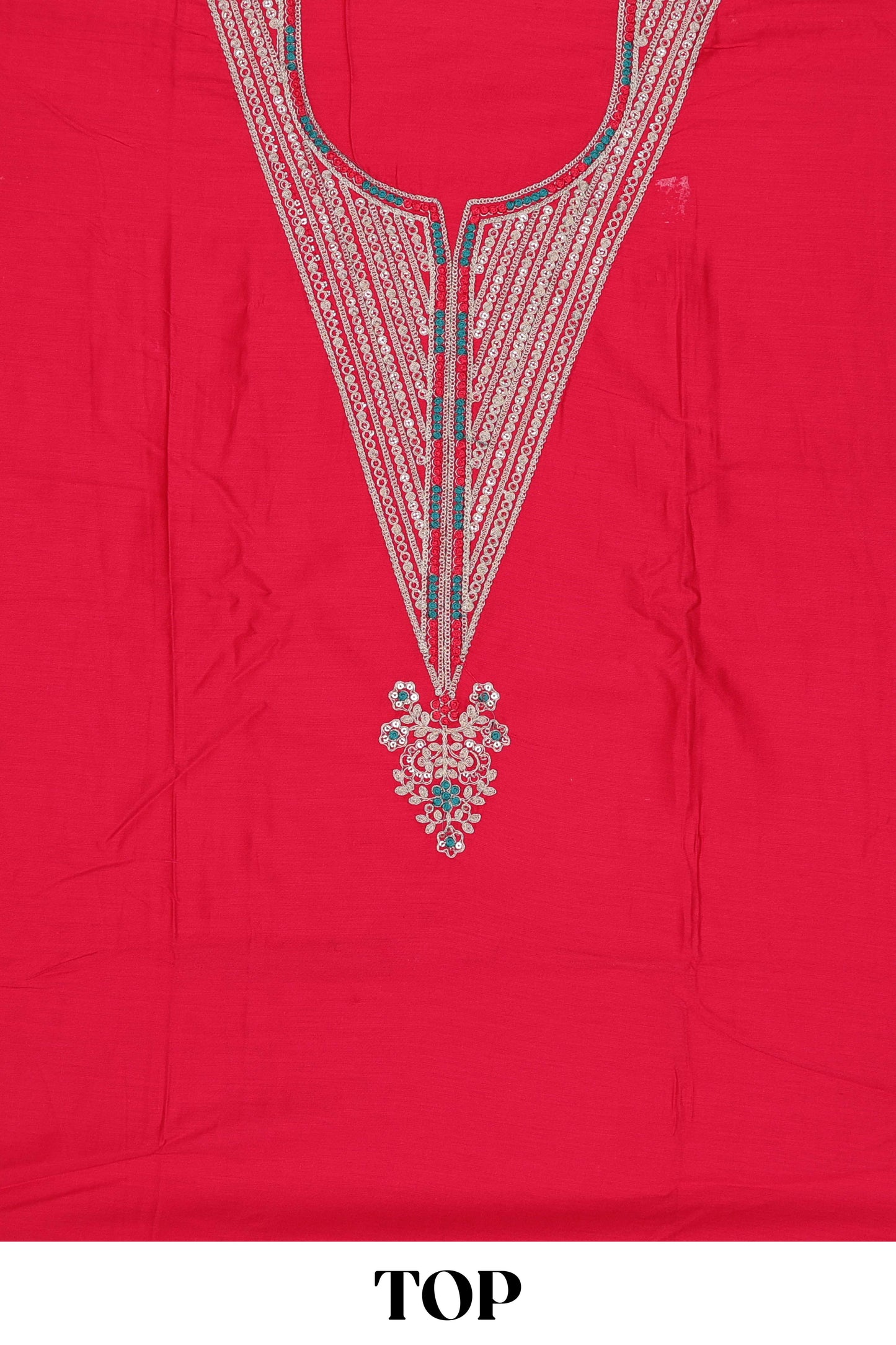 Rani pink cotton silk embroidered dress material

