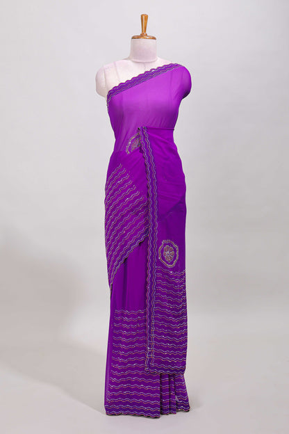 Rani pink stonework saree