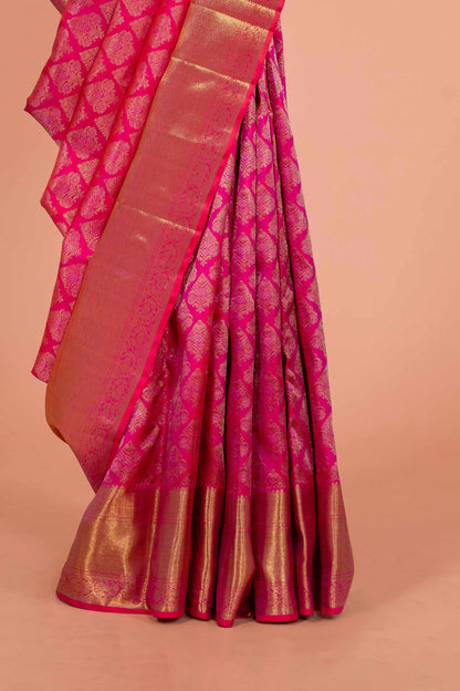 Red Zari woven saree