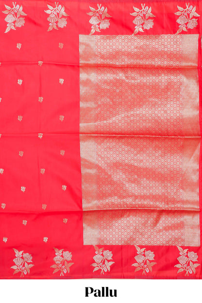 Red art silk coordinated blouse saree