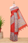 Red art tussar silk 