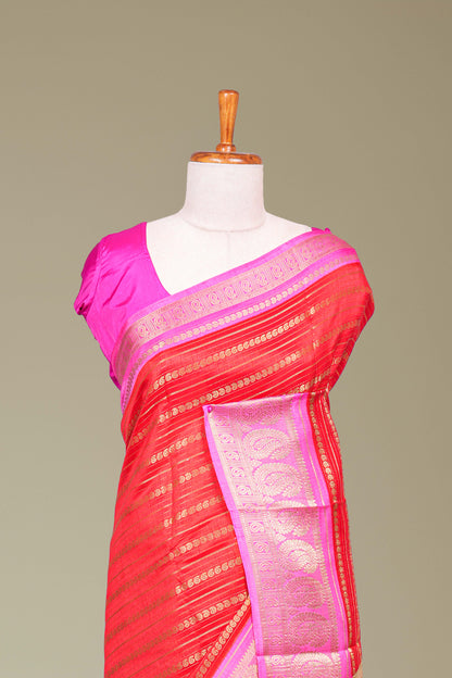 Red banarasi dola zari motif saree