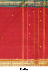 Red chettinad cotton saree contrast border