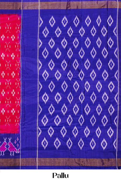 Red contrast ikkat silk