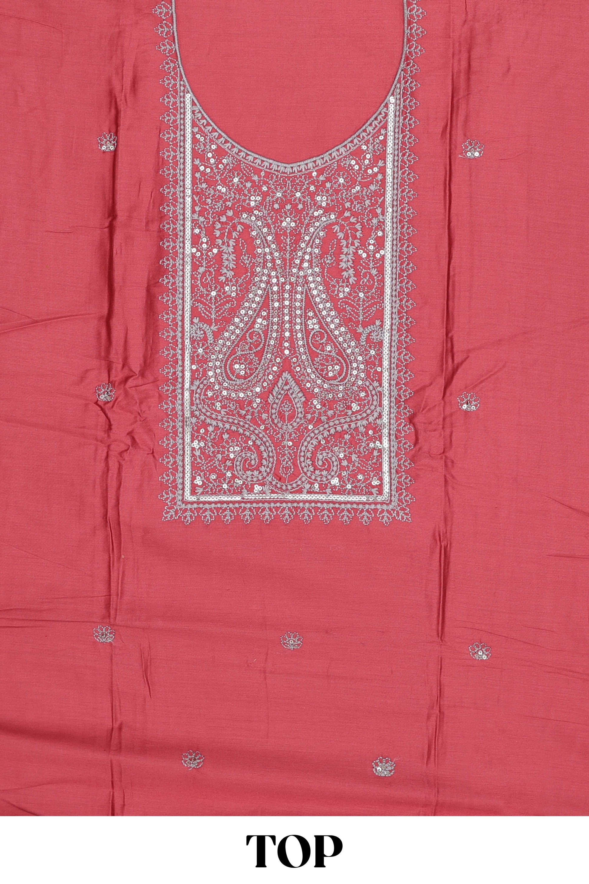 Red cotton silk festive dress material