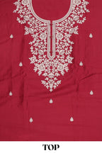 Red cotton silk sequin dress material