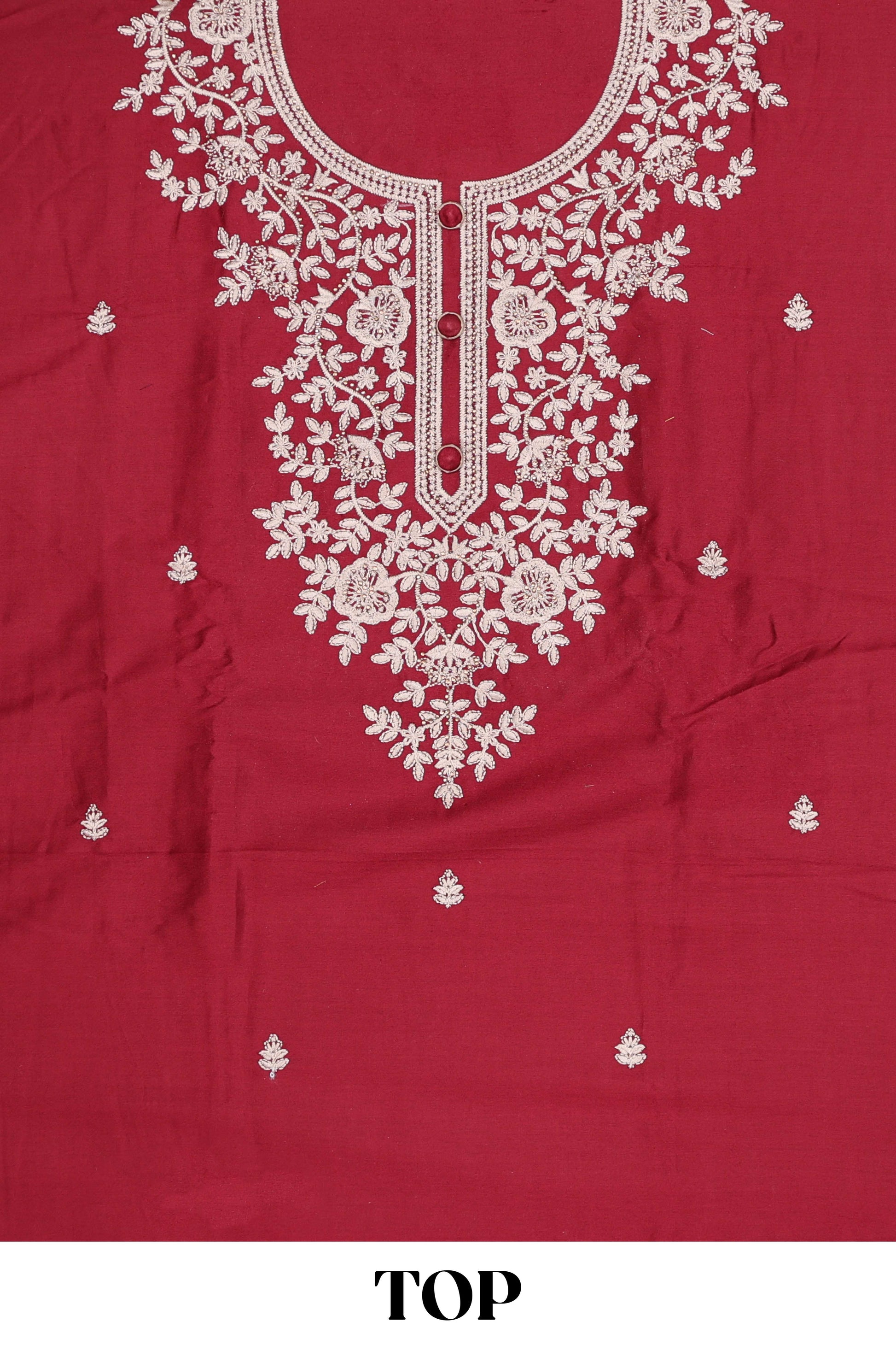 Red cotton silk sequin dress material