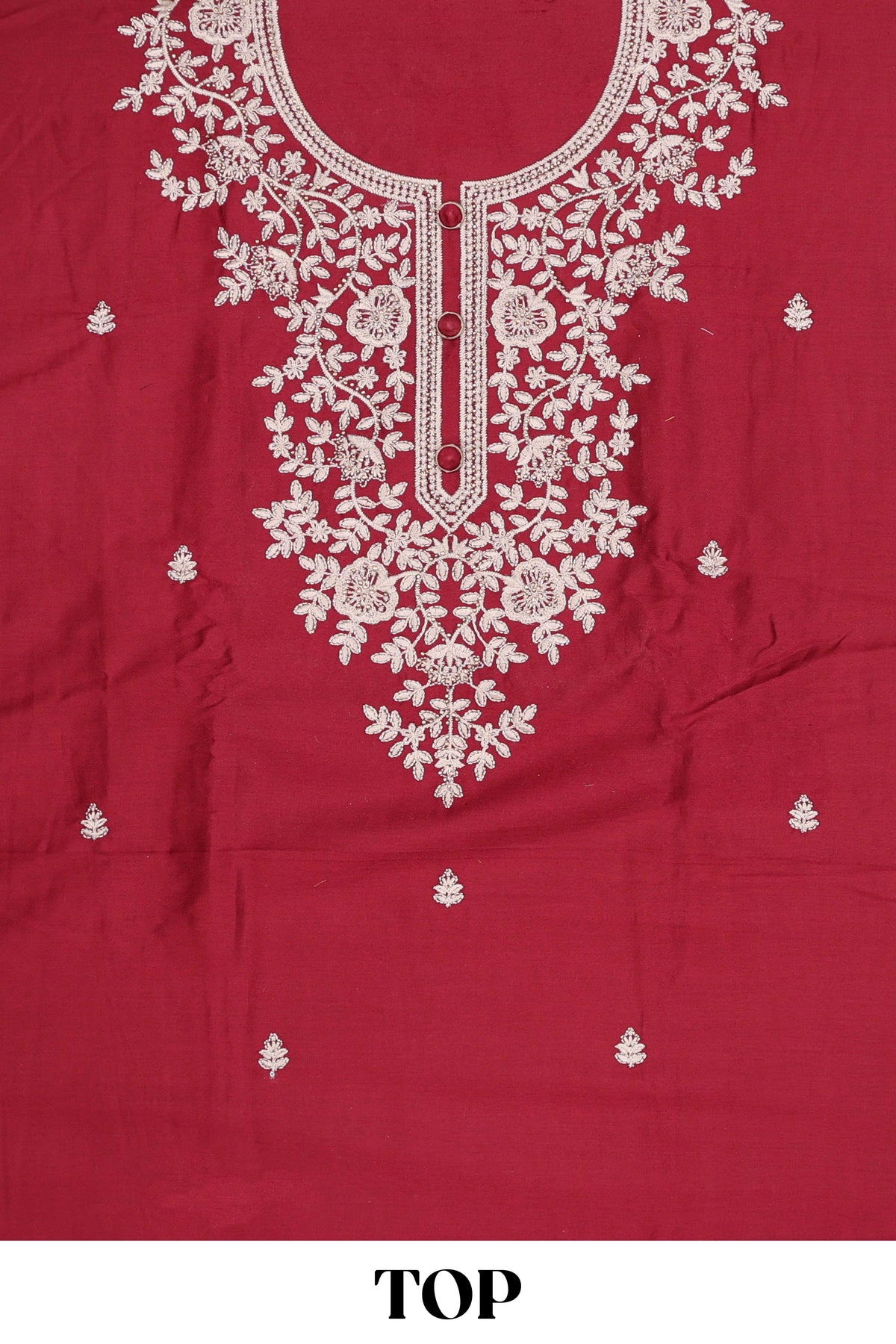 Red cotton silk sequin dress material