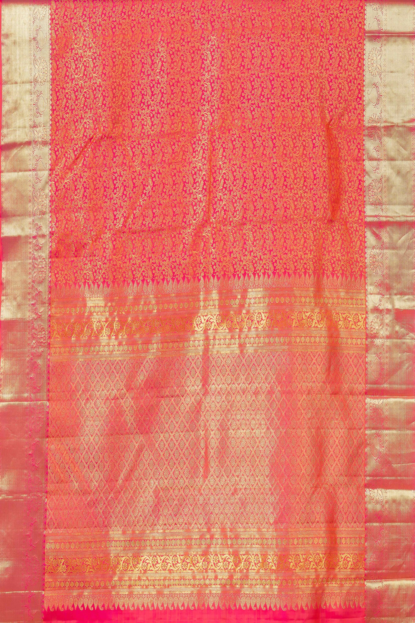 Red floral jacquard silk saree