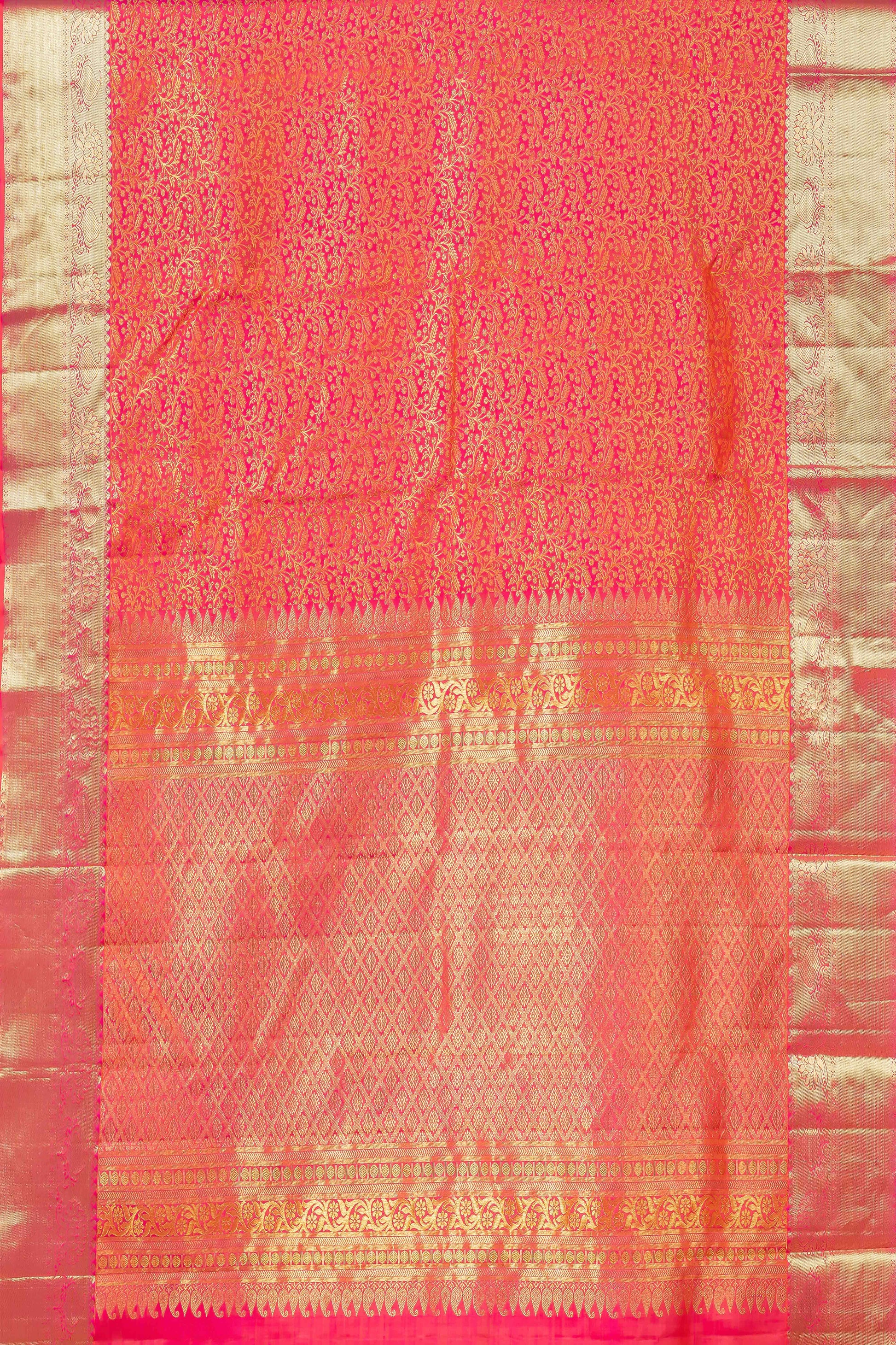 Red floral jacquard silk saree