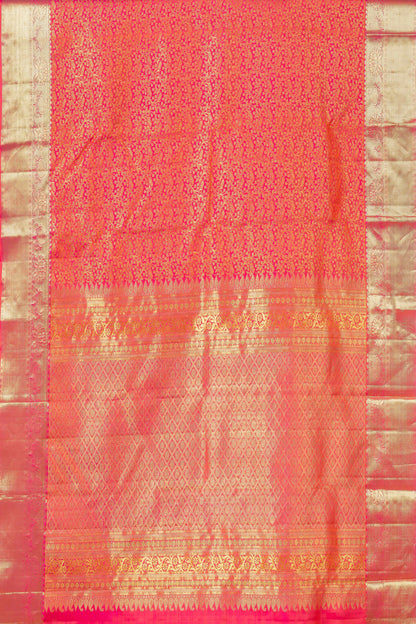 Red floral jacquard silk saree