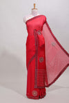 Red floral stone saree