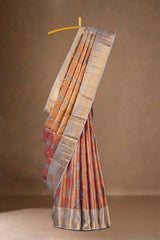Red grey bridal kanchipuram silk saree