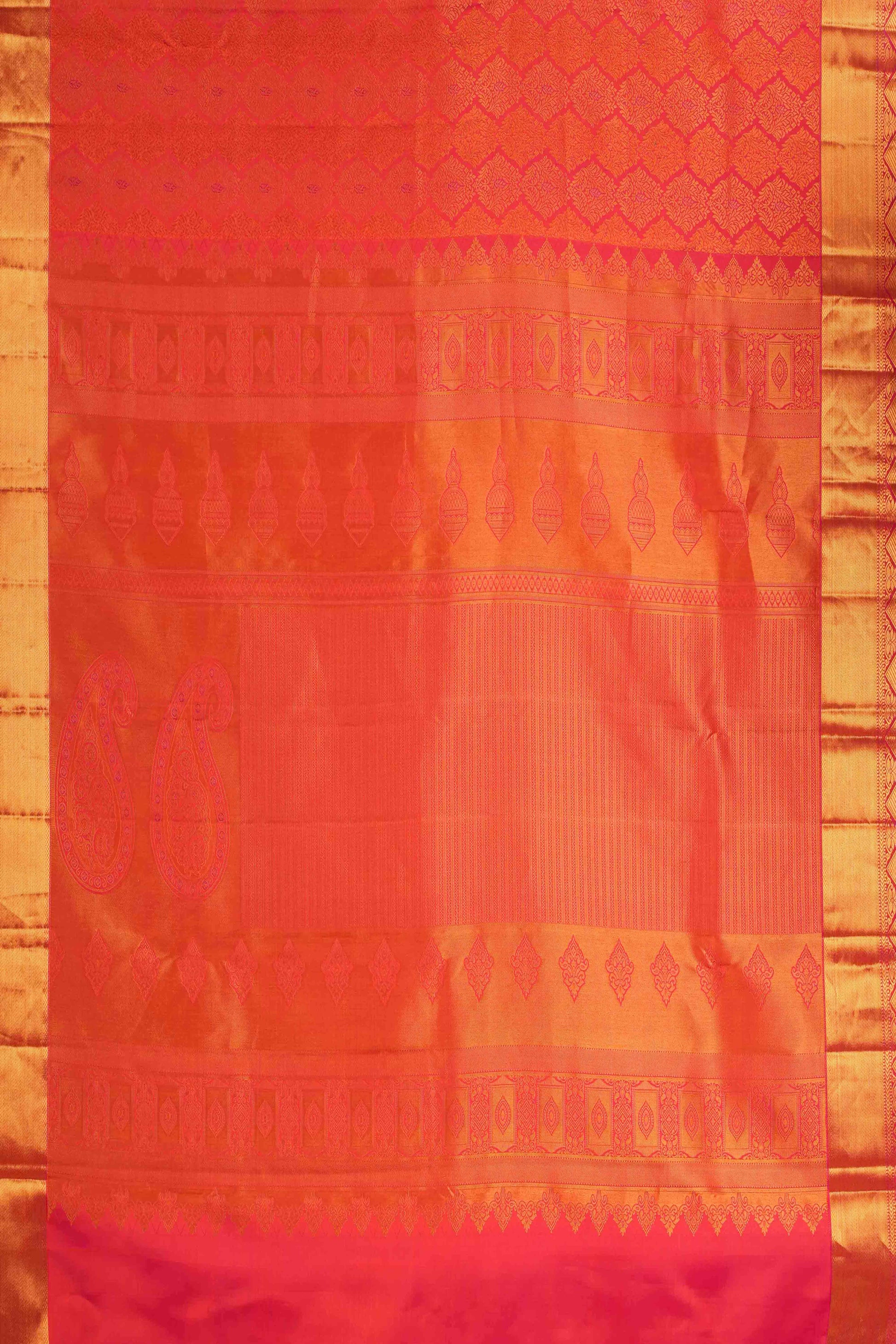 Red jacquard woven silks sarees