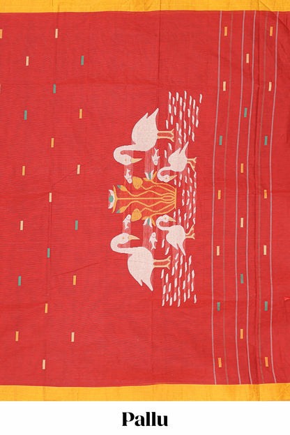  Red kanchi cotton saree
