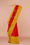 Red mustard tussar silk saree