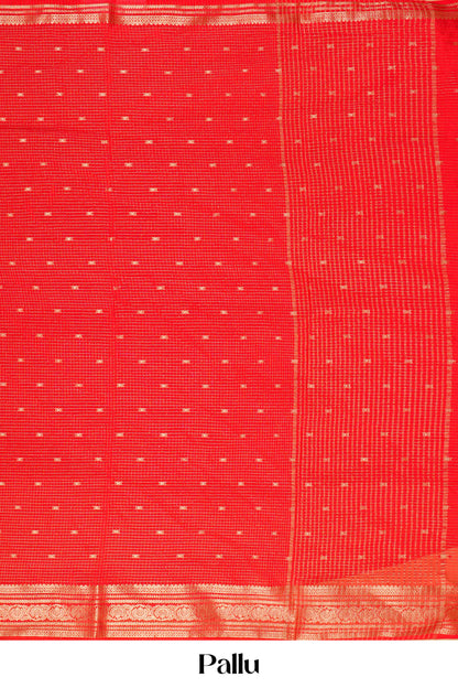 Red raw silk zari border saree