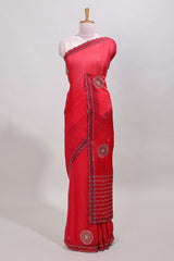 Red scallop border saree