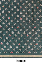Red traditional chanderi saree mirror work
