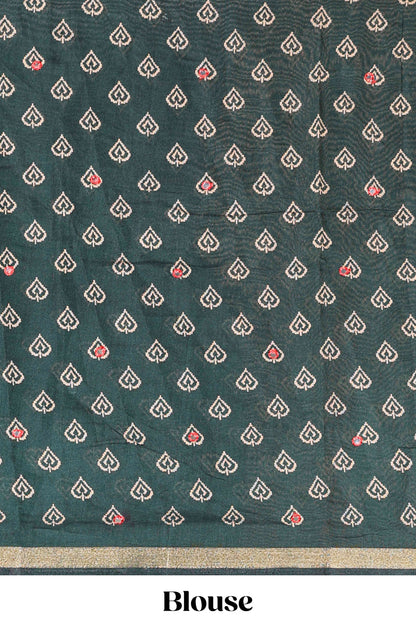 Red traditional chanderi saree mirror work