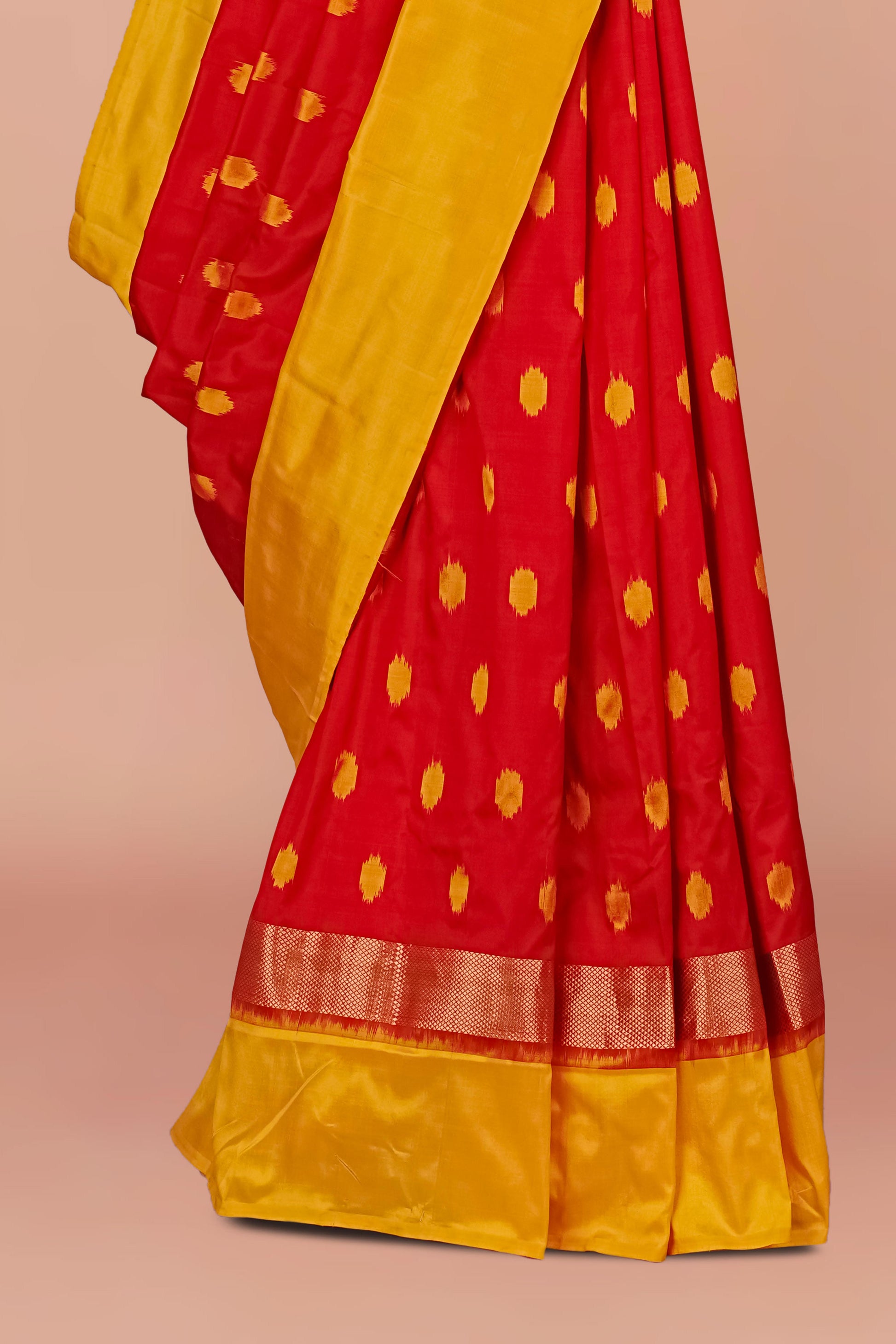 Red yellow contrast ikkat