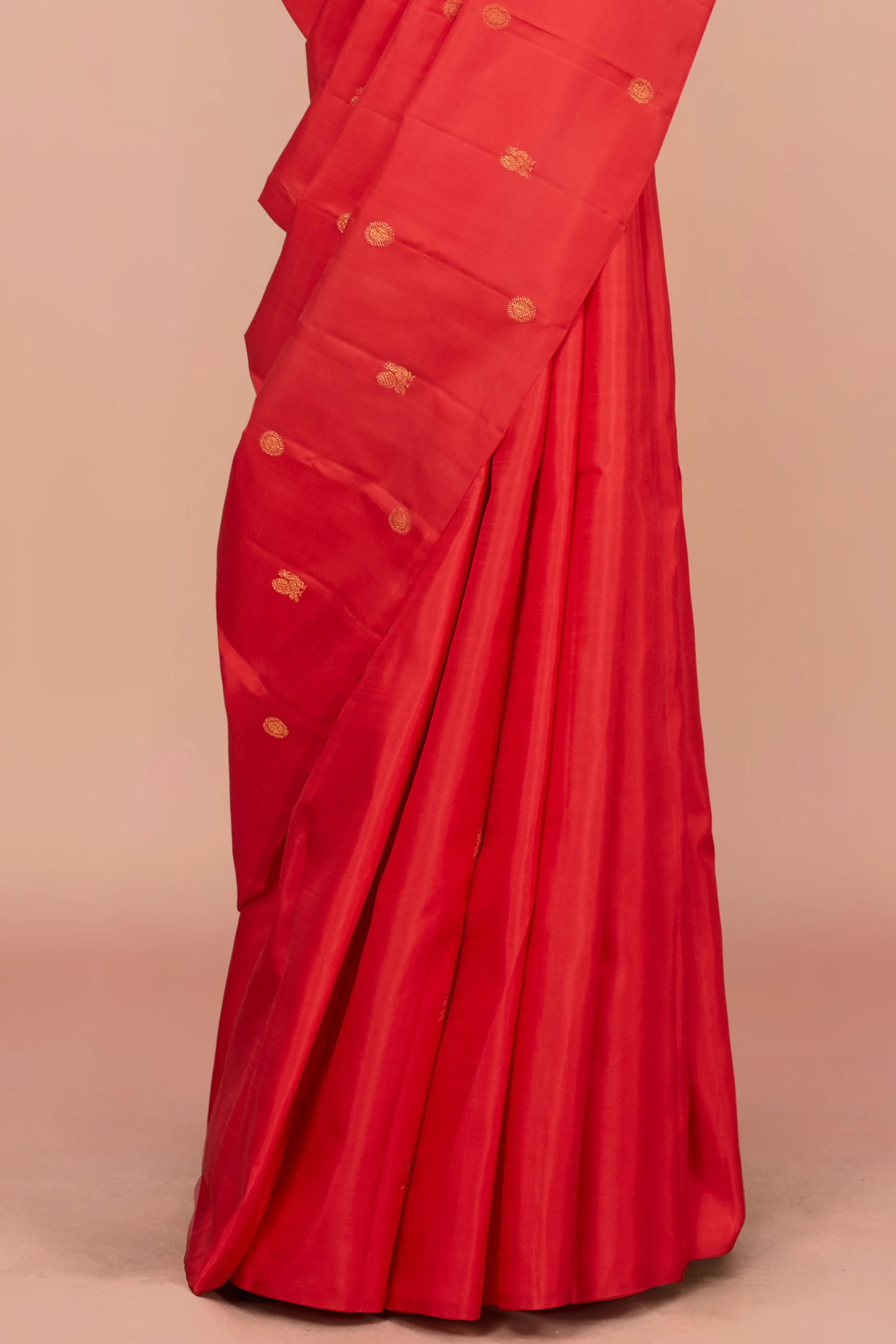 Red zari butta silk saree
