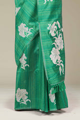 Rich woven texture green saree
