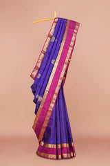 Royal blue pure silk saree