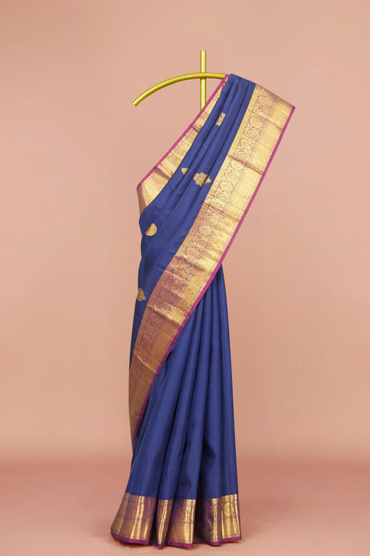 Royal blue silk saree traditional
