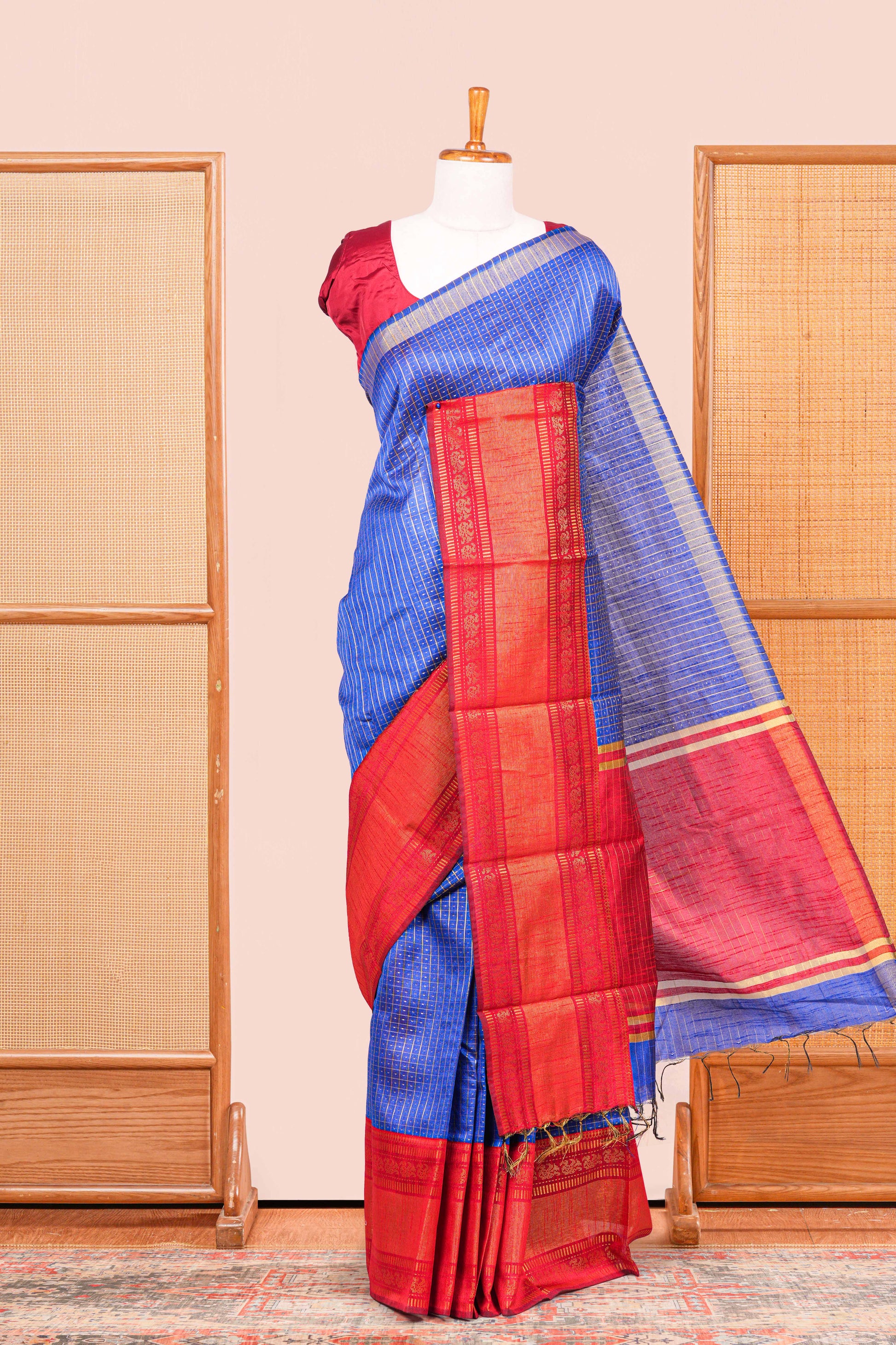 Royal blue tussar 