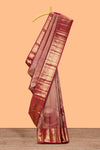 Rani pink geometric zari motifs design swayamvara pattu saree with self zari border and matching blouse