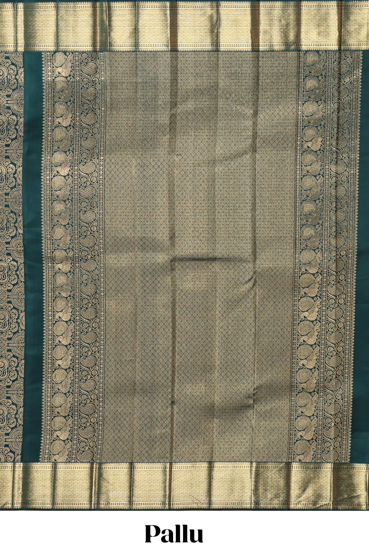 Green unique zari design swayamvara pattu saree with self zari border and matching blouse