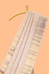 Pale beige floral zari design swayamvara pattu saree with self zari border and matching blouse